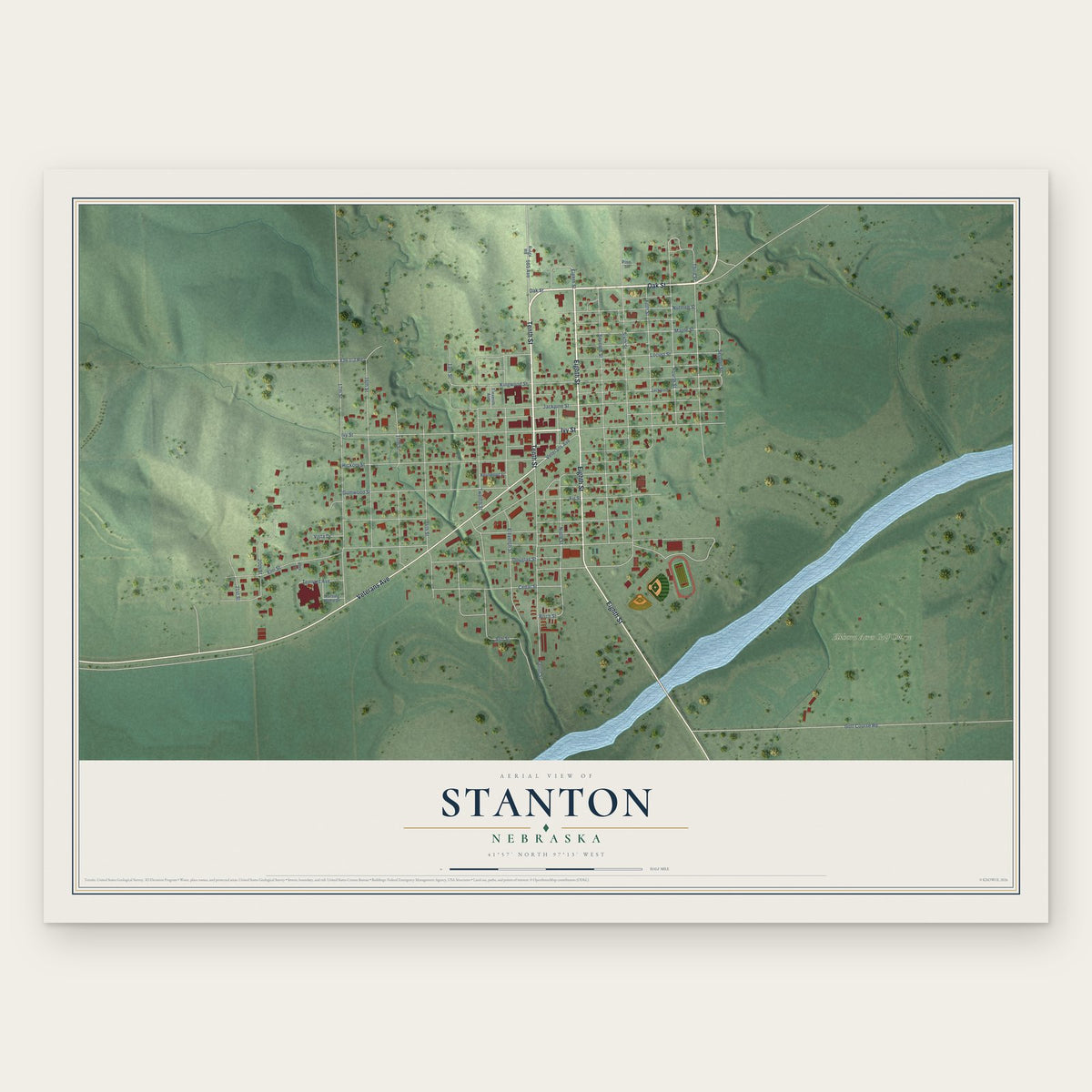 Stanton, Nebraska map print, the full design