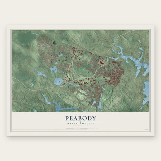 Peabody, Massachusetts map print, the full design
