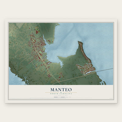 Manteo, North Carolina map print, the full design