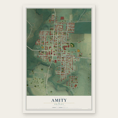 Amity, Oregon map print, the full design