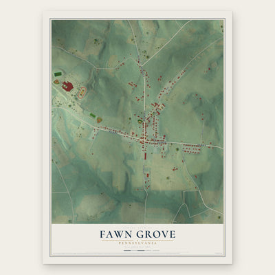 Fawn Grove, Pennsylvania map print, the full design