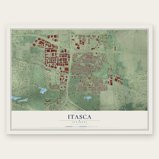 Itasca, Illinois map print, the full design