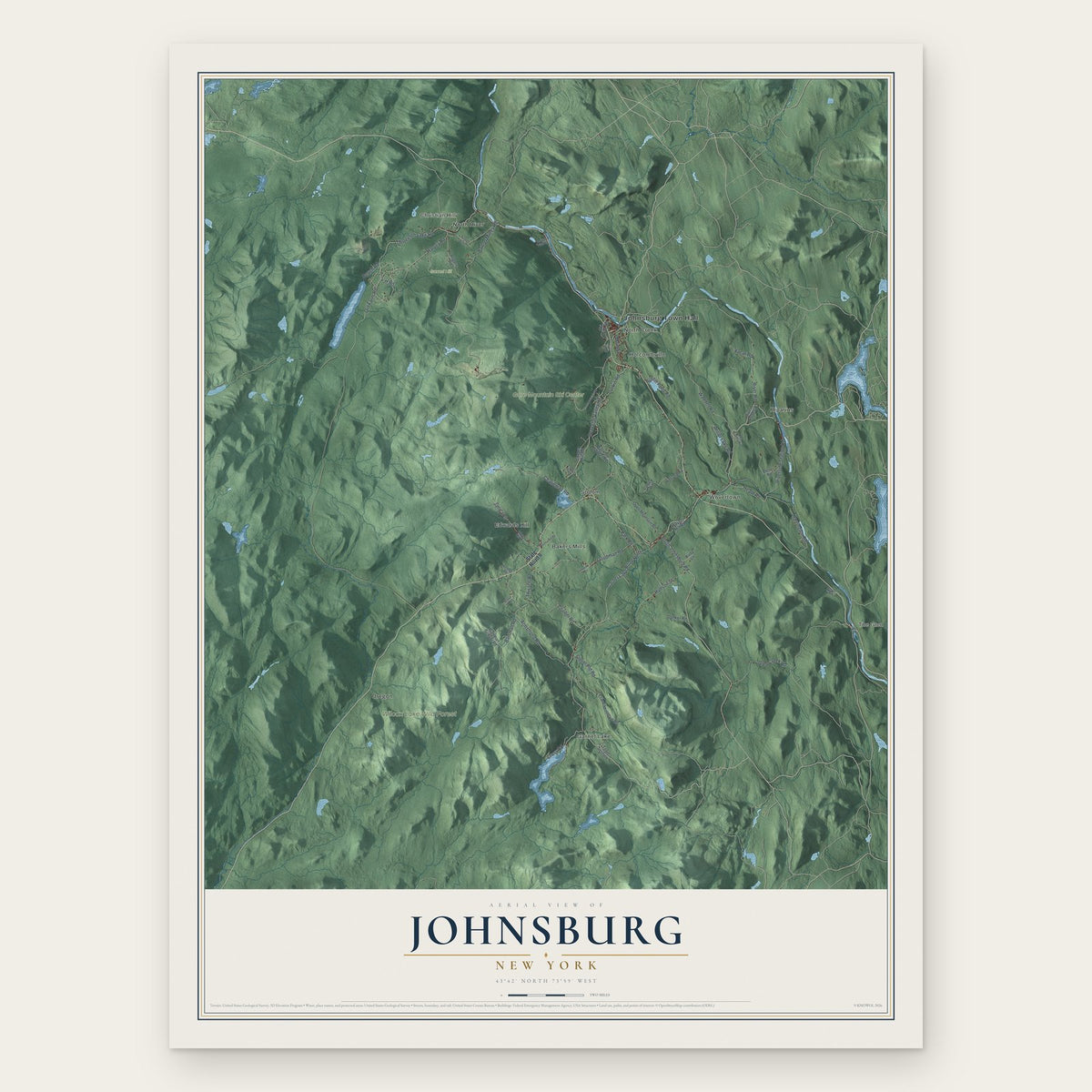 Johnsburg, New York map print, the full design