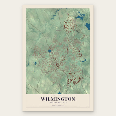 Wilmington, Massachusetts map print, the full design