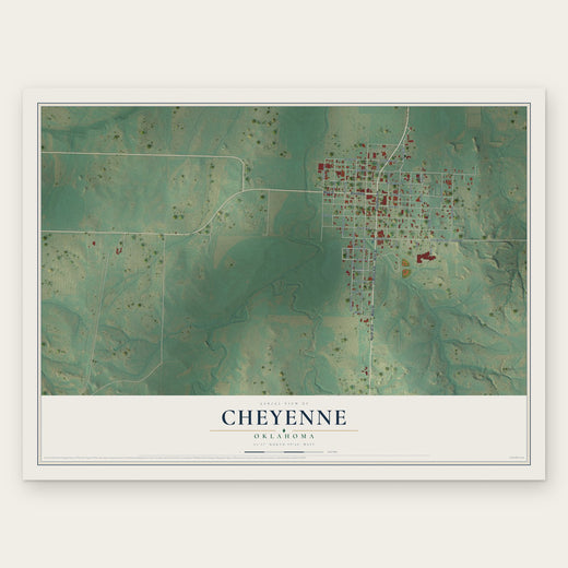 Cheyenne, Oklahoma map print, the full design