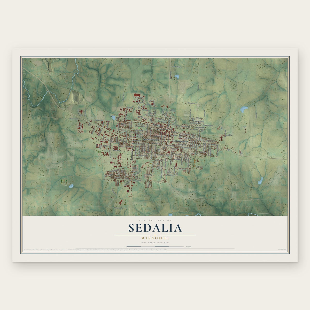 Sedalia, Missouri map print, the full design