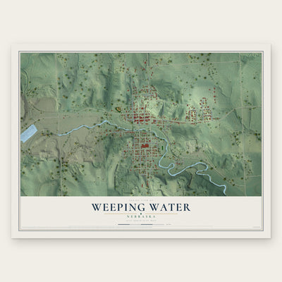 Weeping Water, Nebraska map print, the full design