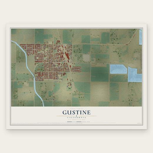 Gustine, California map print, the full design
