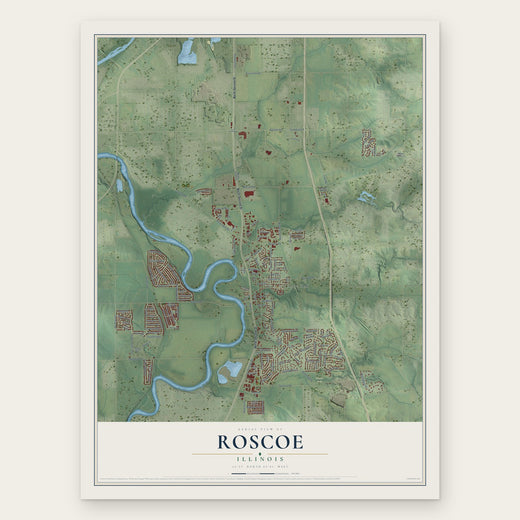 Roscoe, Illinois map print, the full design
