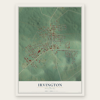 Irvington, Kentucky map print, the full design