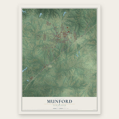 Munford, Tennessee map print, the full design
