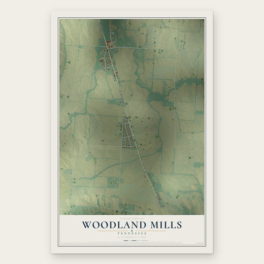 Woodland Mills, Tennessee map print, the full design
