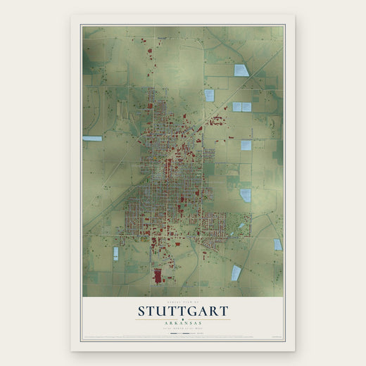Stuttgart, Arkansas map print, the full design