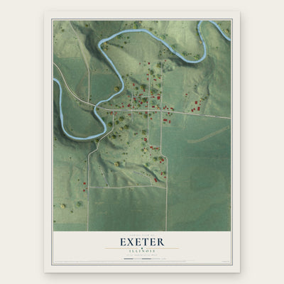 Exeter, Illinois map print, the full design