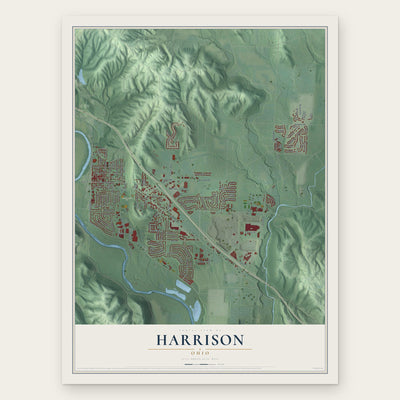 Harrison, Ohio map print, the full design