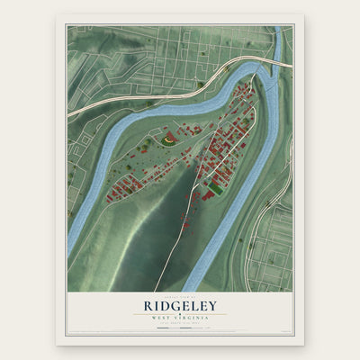 Ridgeley, West Virginia map print, the full design
