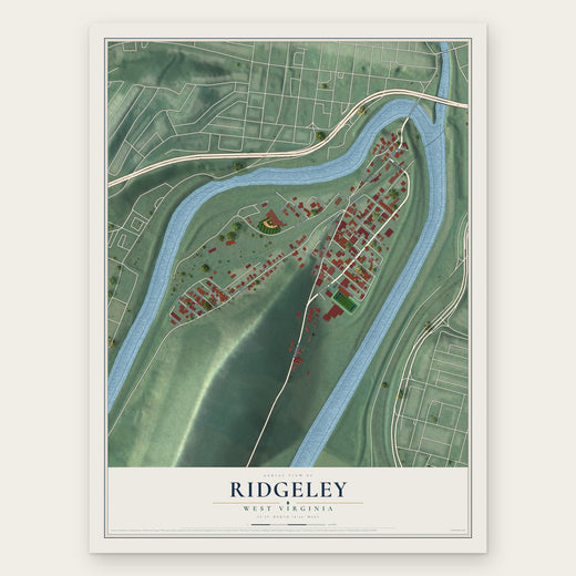 Ridgeley, West Virginia map print, the full design
