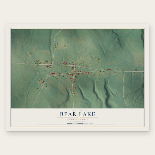 Bear Lake, Pennsylvania map print, the full design