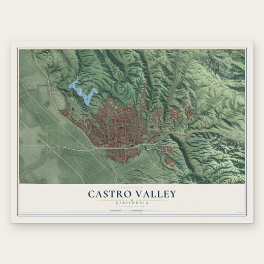 Castro Valley, California map print, the full design