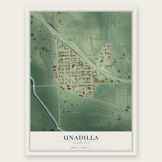 Unadilla, Nebraska map print, the full design