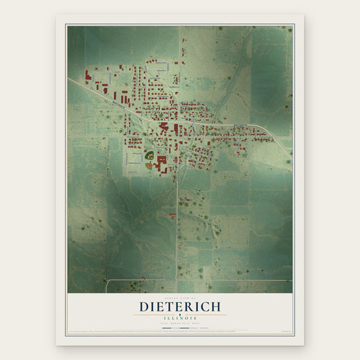 Dieterich, Illinois map print, the full design
