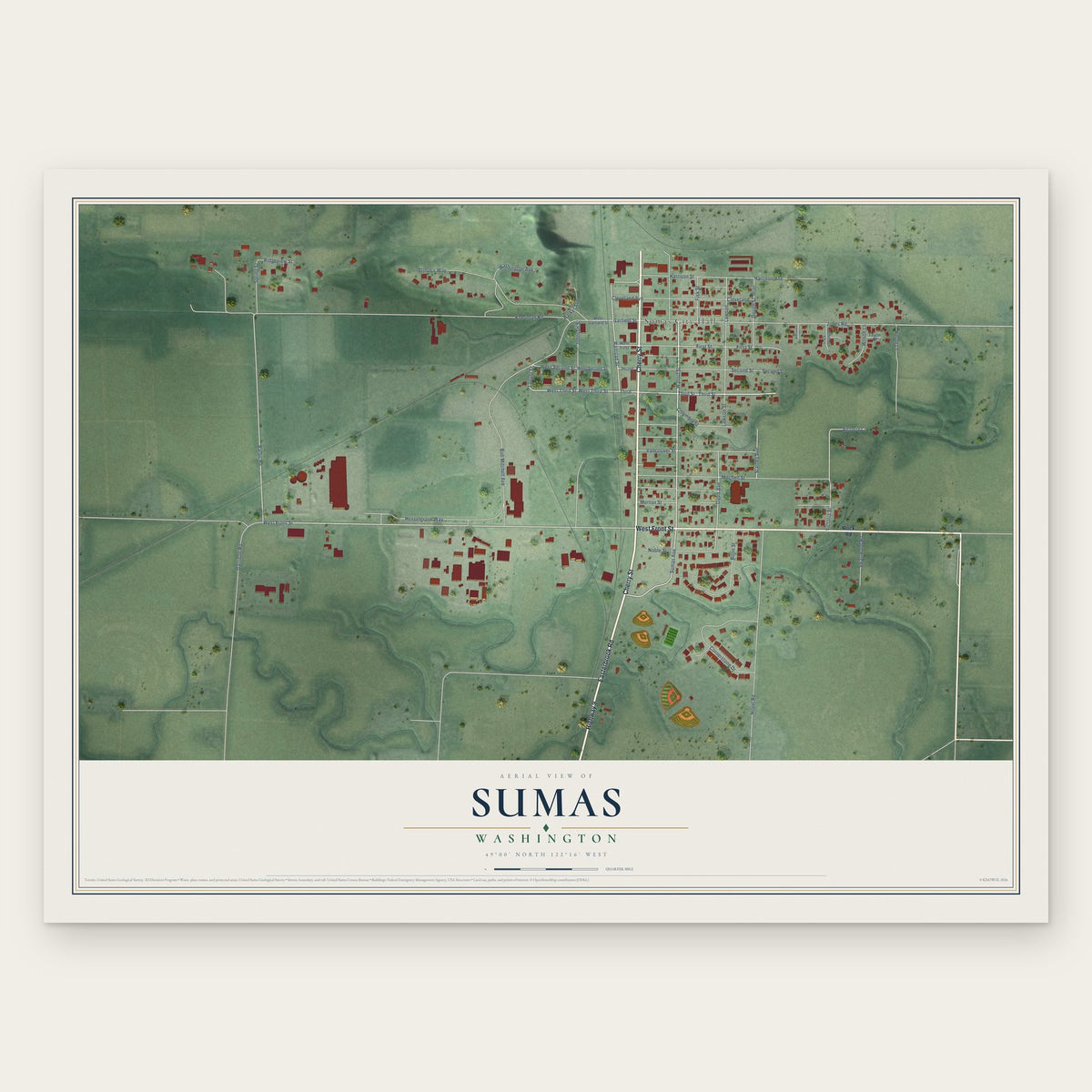 Sumas, Washington map print, the full design