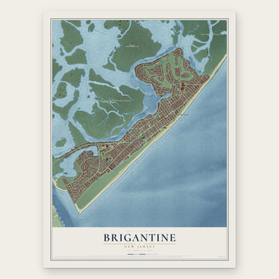 Brigantine, New Jersey map print, the full design