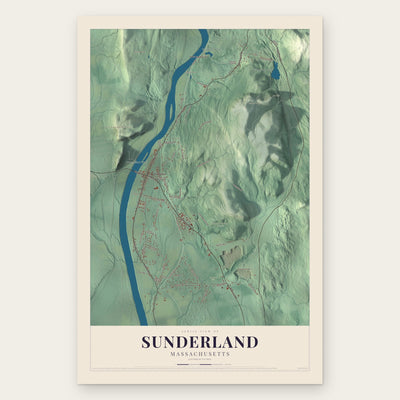Sunderland, Massachusetts map print, the full design