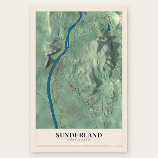 Sunderland, Massachusetts map print, the full design
