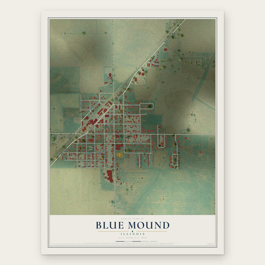 Blue Mound, Illinois map print, the full design