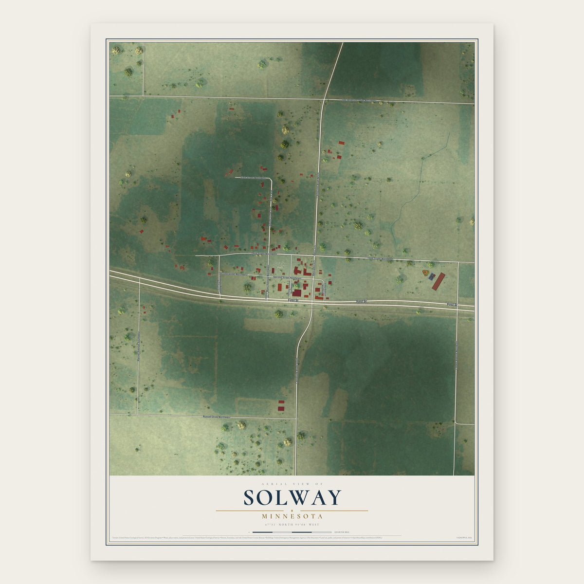 Solway, Minnesota map print, the full design