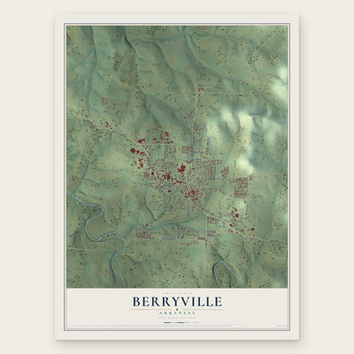 Berryville, Arkansas map print, the full design