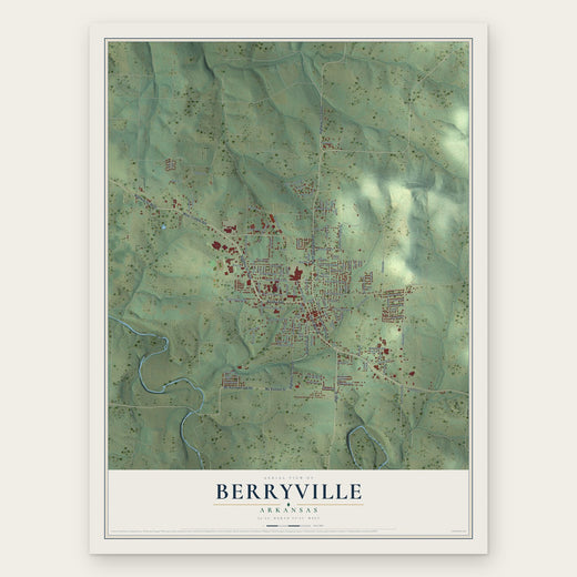 Berryville, Arkansas map print, the full design