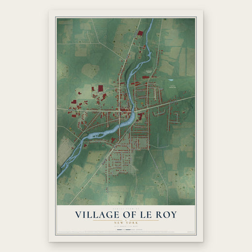 Village of Le Roy, New York map print, the full design