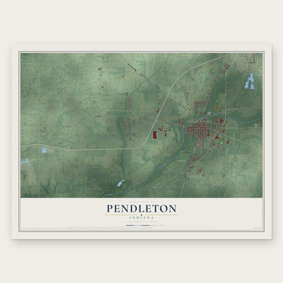 Pendleton, Indiana map print, the full design