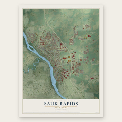 Sauk Rapids, Minnesota map print, the full design