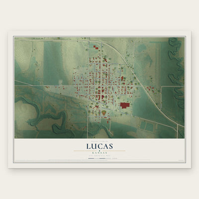 Lucas, Kansas map print, the full design