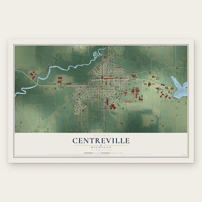Centreville, Michigan map print, the full design