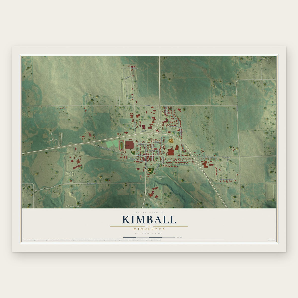 Kimball, Minnesota map print, the full design