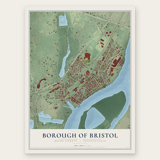 Borough of Bristol, Bucks County, Pennsylvania map print, the full design