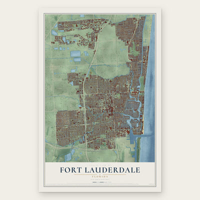 Fort Lauderdale, Florida map print, the full design