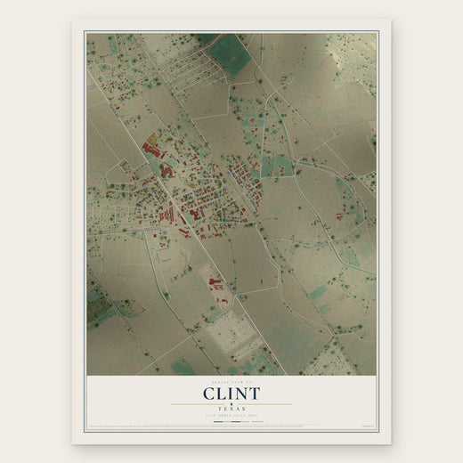 Clint, Texas map print, the full design