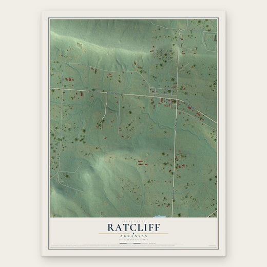 Ratcliff, Arkansas map print, the full design