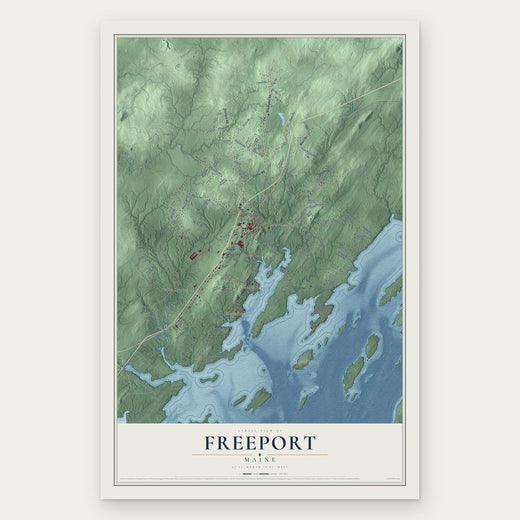 Freeport, Maine map print, the full design