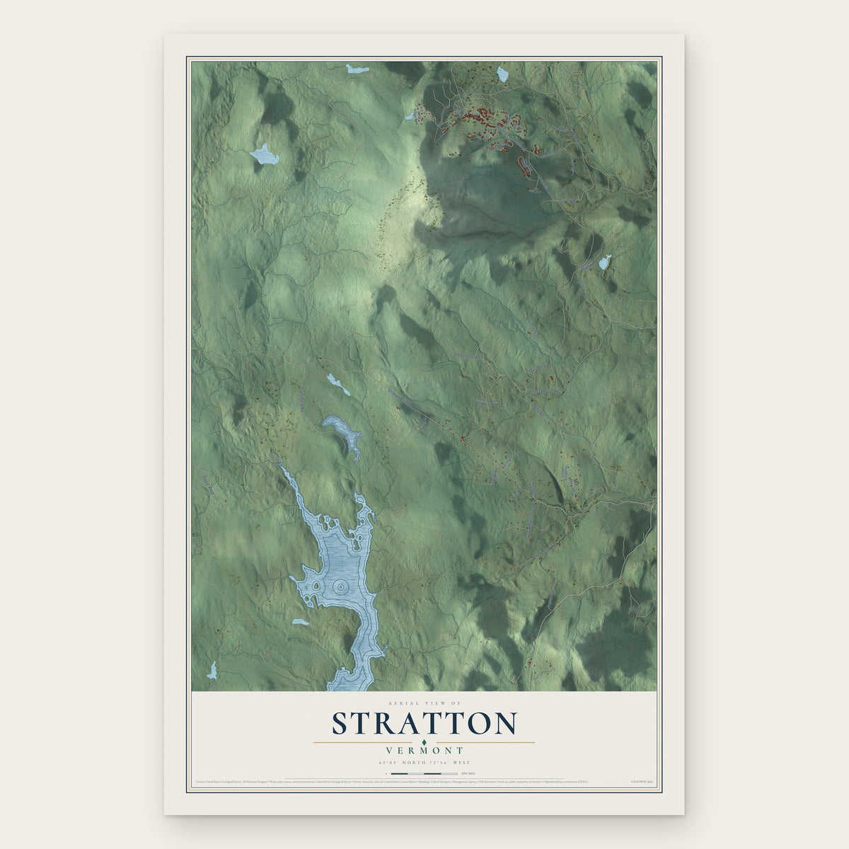 Stratton, Vermont map print, the full design