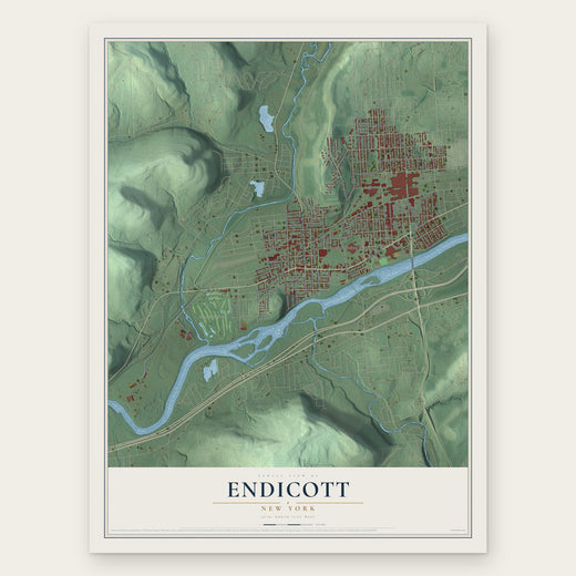 Endicott, New York map print, the full design