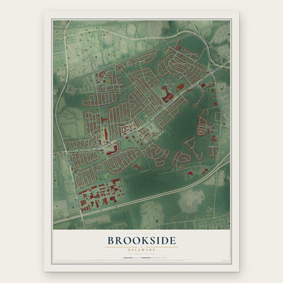 Brookside, Delaware map print, the full design