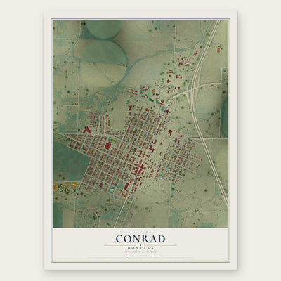 Conrad, Montana map print, the full design