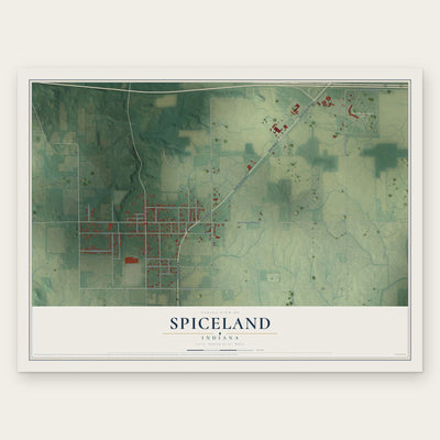Spiceland, Indiana map print, the full design