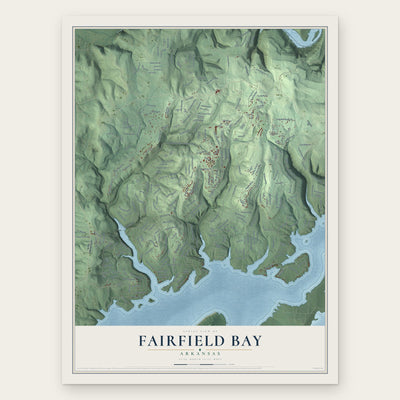Fairfield Bay, Arkansas map print, the full design